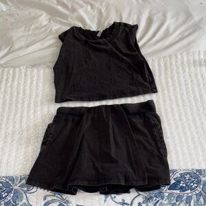 Free People Movement Black Crop Top and Skirt Set